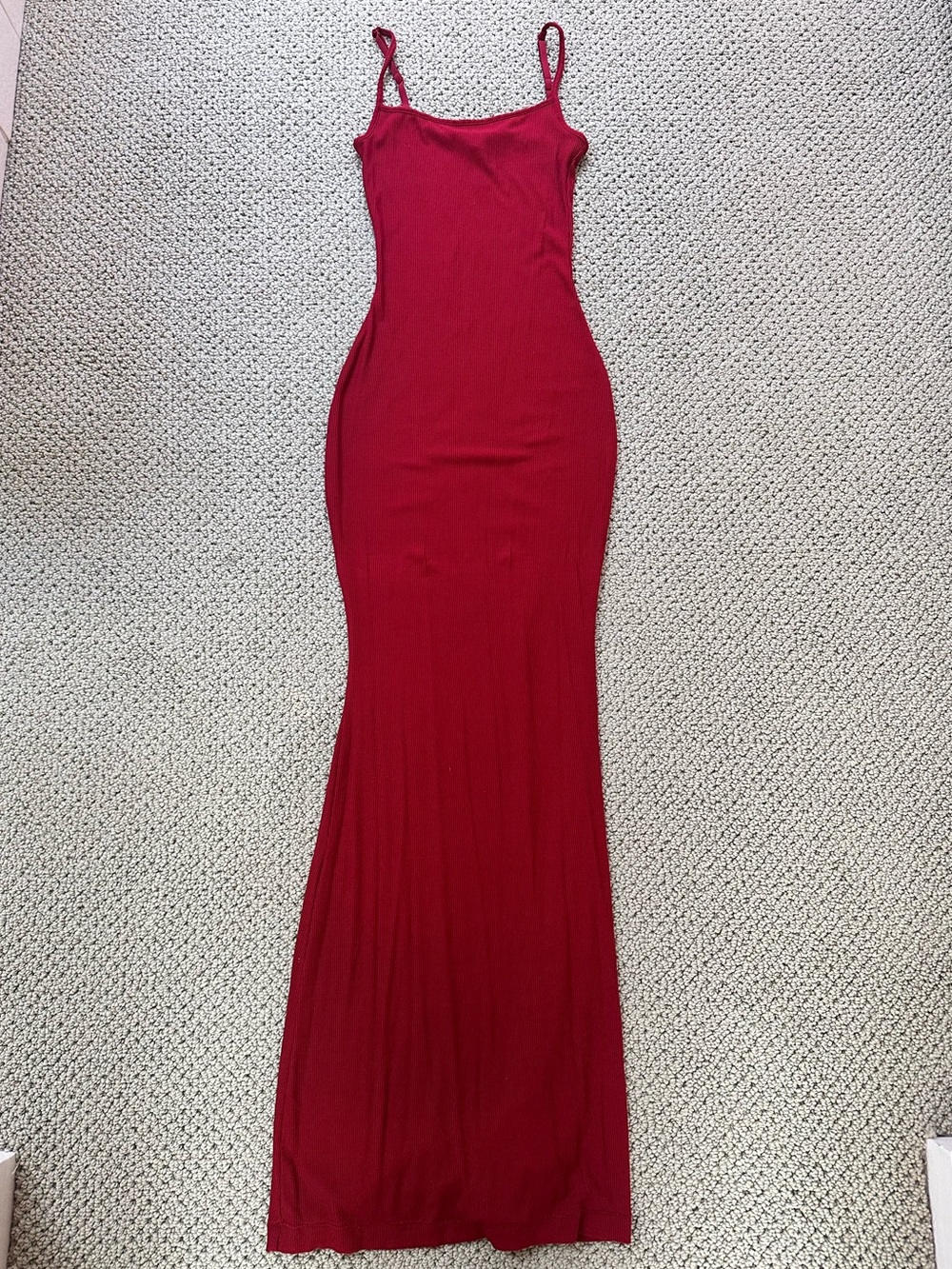Skims burgundy red soft lounge ribbed maxi dress S